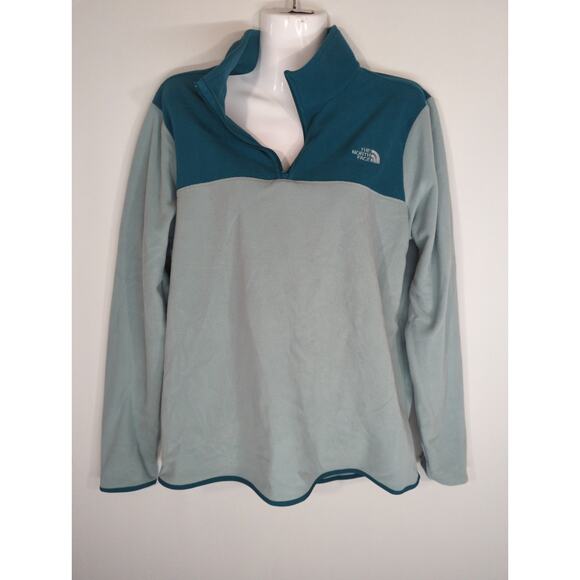 The North Face TKA Glacier 1/4 Zip Pullover Teal & Gray Sweater Women's Large - Picture 2 of 7